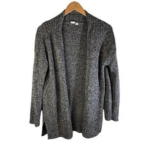 GAP Women's Alpaca Blend Open Front Chunky Knit Cardigan Black White Marled XS